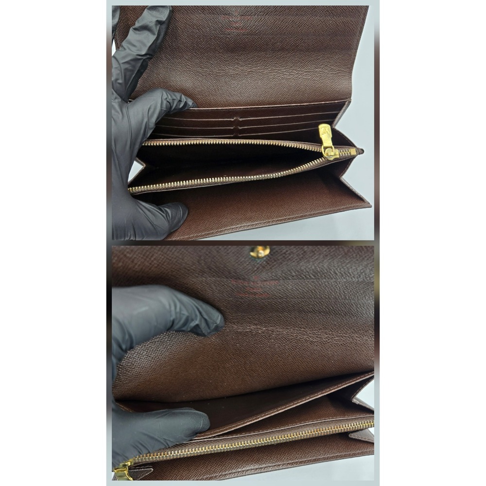 Louis Vuitton Sarah Wallet Damier Ebene Brown Canvas Long Envelope Wallet - Picture 5 of 11